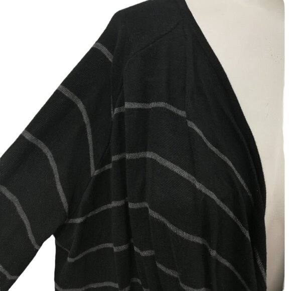 Coco and Carmen Twist Front Striped Sweater Size S/M Black Gray Long Sleeve - Picture 4 of 12